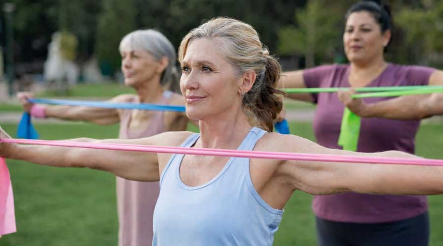 Women's low-impact morning movement and mobility session at Lorison lifestyle reset Florida